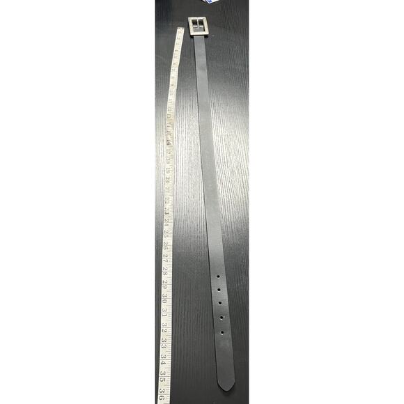 Vintage Linea Pelle Classic Black Leather Belt with Unique Rectangular Buckle main image 7